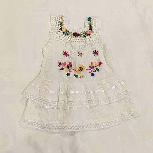 NWOT Handmade Embroidered Crochet Lace Sundress Romanian Traditional Folk Design - Picture 1 of 10